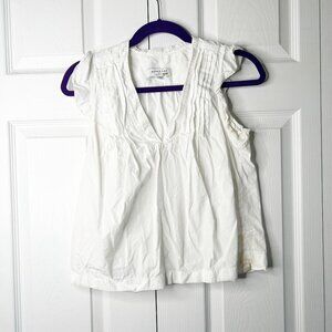 Derek Lam White V-Neck Flutter Sleeve Ruffle Tank top Women's Size IT 36